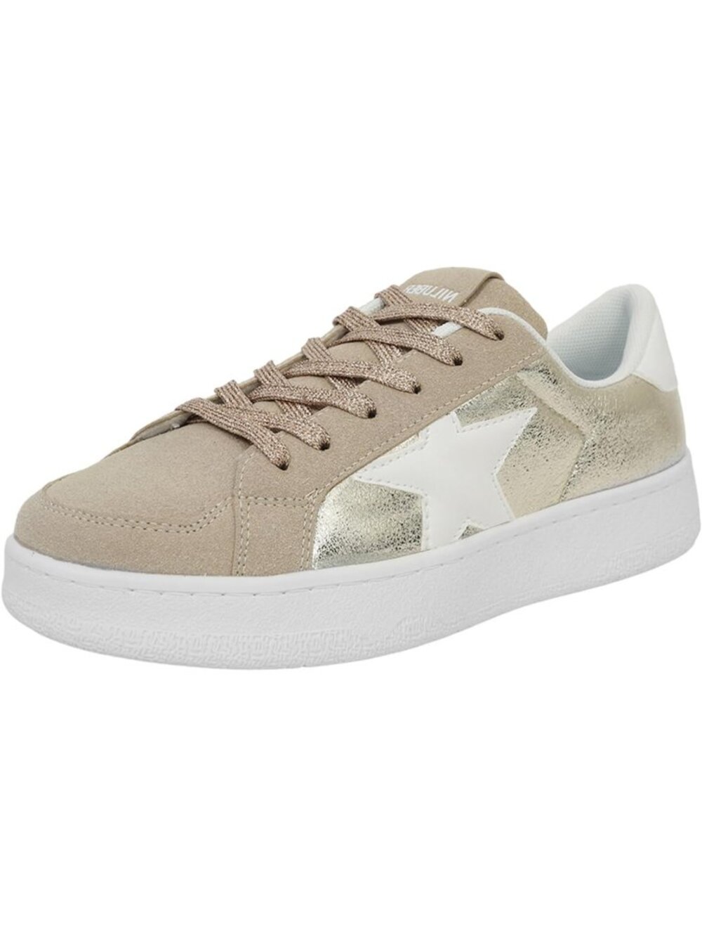 Women's Gold Glitter Comfortable Cushioned Low Top Lace Up Platform Sneakers
